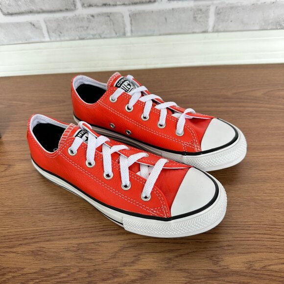 ⭐Converse ALL STAR CTAS OX Sz 11 Toddler Unisex Shoes Leather Orange Red A04425C - Picture 3 of 8